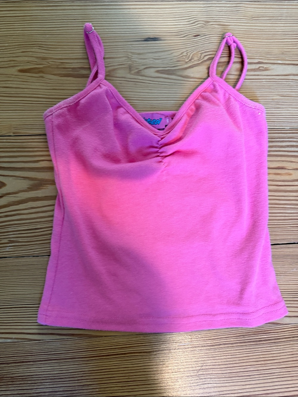 Edikted Pink Ruched V-Neck Spaghetti Strap Tank size xs